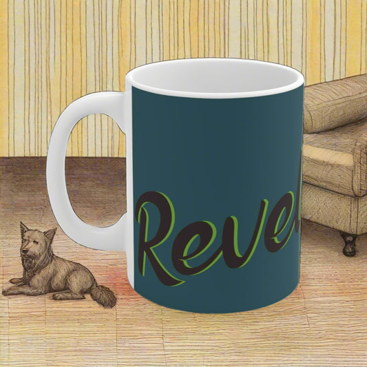 Ceramic Mug 11oz (330 ml) | Turquoise & Brown RevelMates Design