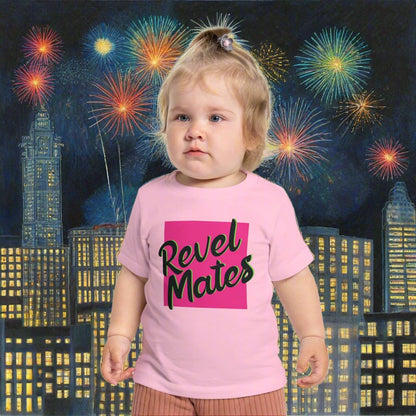 Infant Unisex Fine Jersey T-Shirt | 6M-24M | Fuchsia & Black RevelMates Square Design | 4 colors