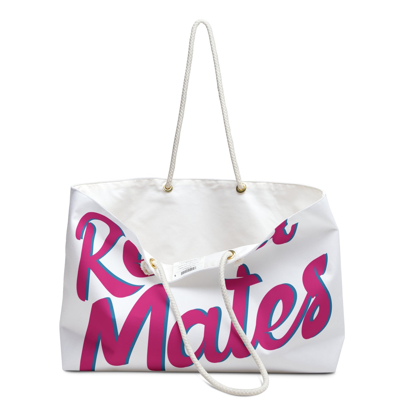 Weekender Beach Bag | All Over Print Bag | White & Fuchsia RevelMates Design