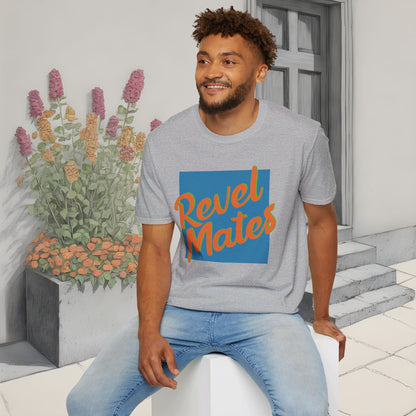 Unisex Softstyle T-Shirt | Blue & Orange RevelMates Square Design | 4 colors