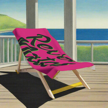 Beach Towel | All Over Print Towel | Fuchsia & Black RevelMates Design