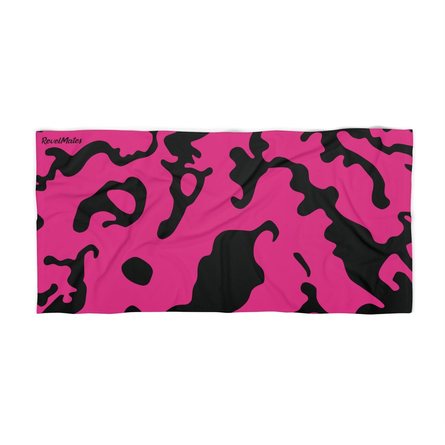 Pet Bath Towel | Camouflage Fuchsia & Black Design