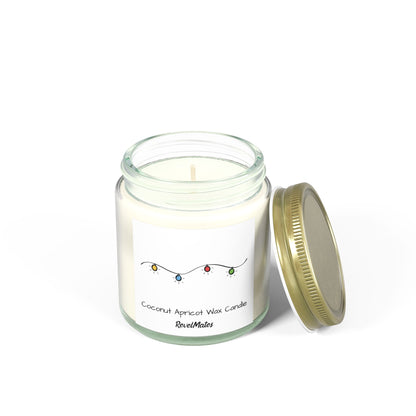 Coconut Apricot Wax Scented Candles (4oz, 9oz) | Christmas Lights Design | 2 colors | 9 scents