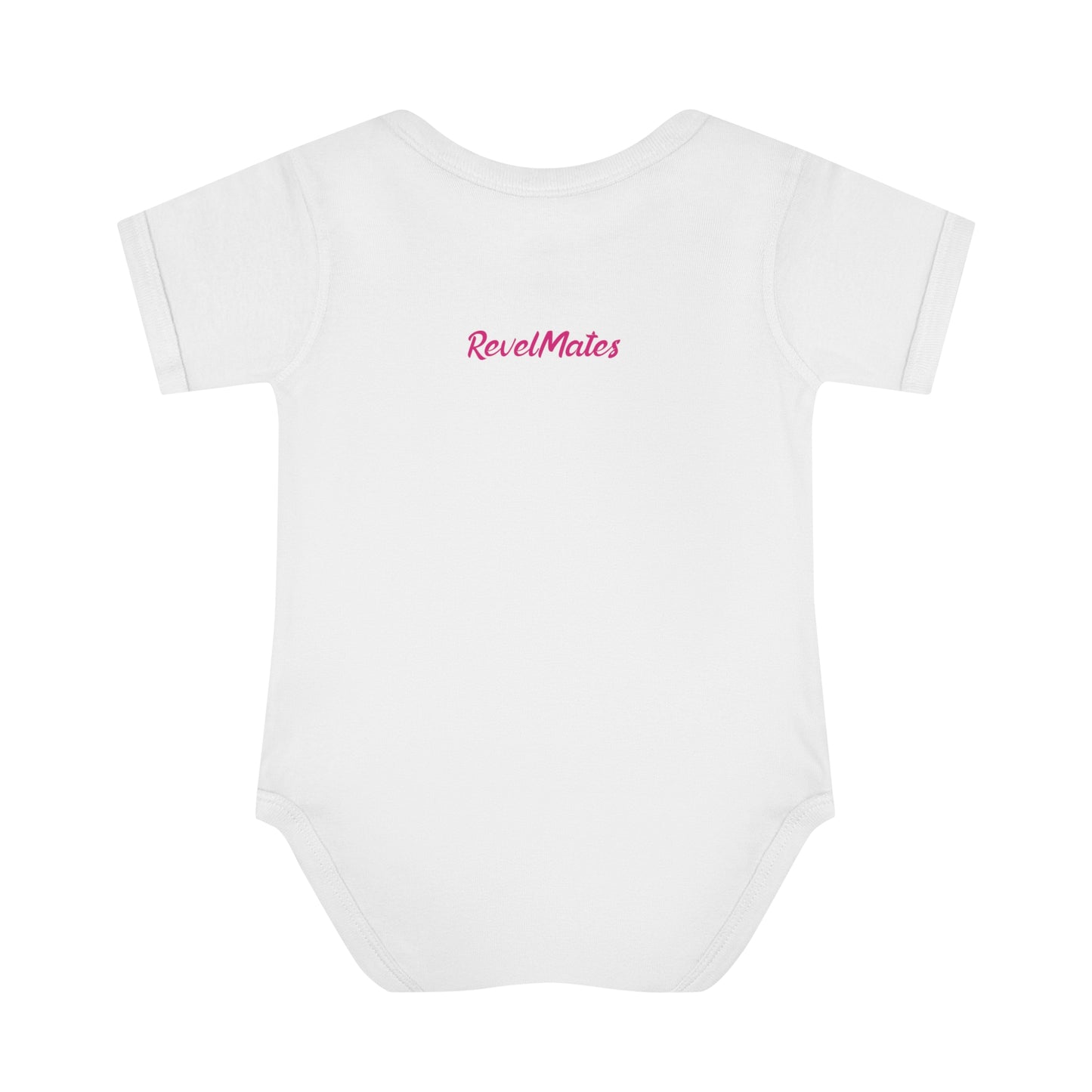 Infant Unisex Baby Rib Bodysuit | NB-24M | Black & Fuchsia RevelMates Square Design | 4 colors