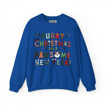 Unisex Heavy Blend™ Crewneck Sweatshirt | Solid Colors | Furry Christmas Design | 15 colors