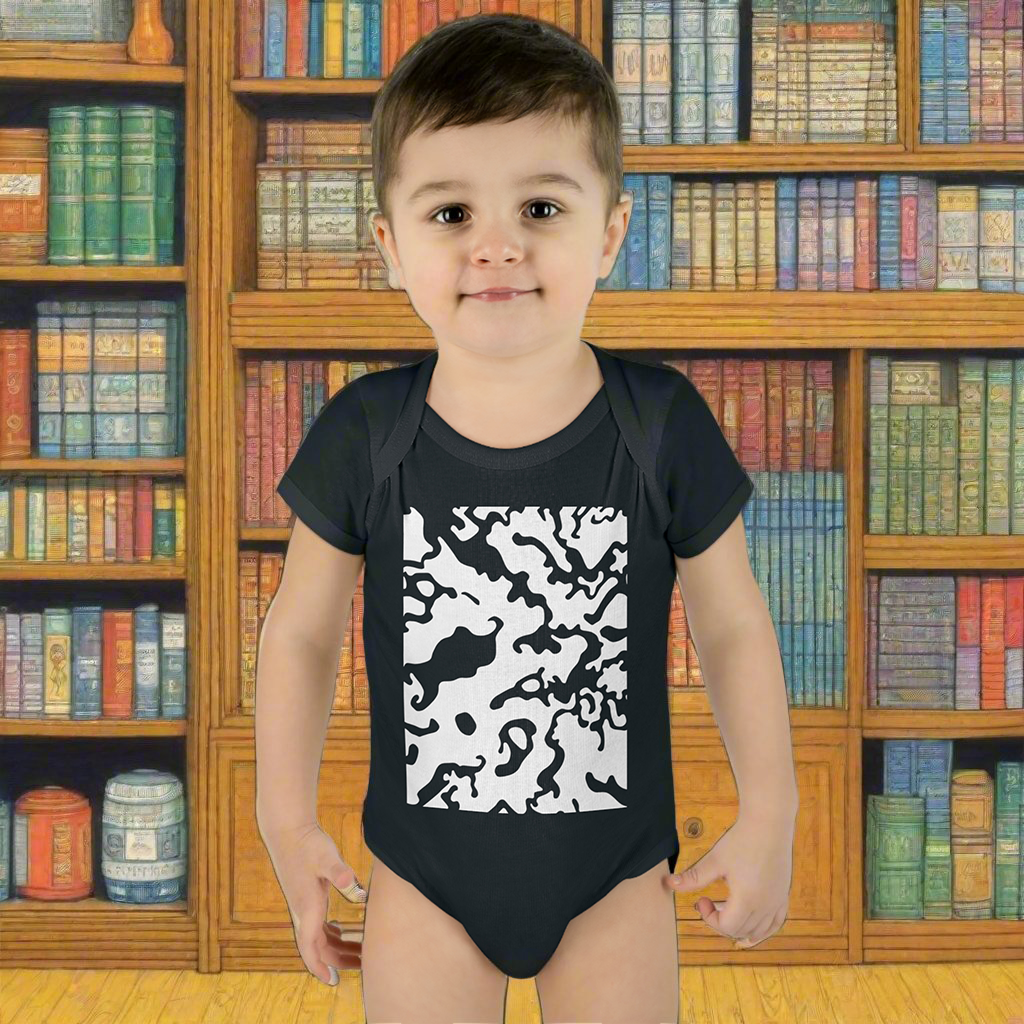 Infant Unisex Baby Rib Bodysuit | NB-24M | Camouflage Black & White Design | 2 colors