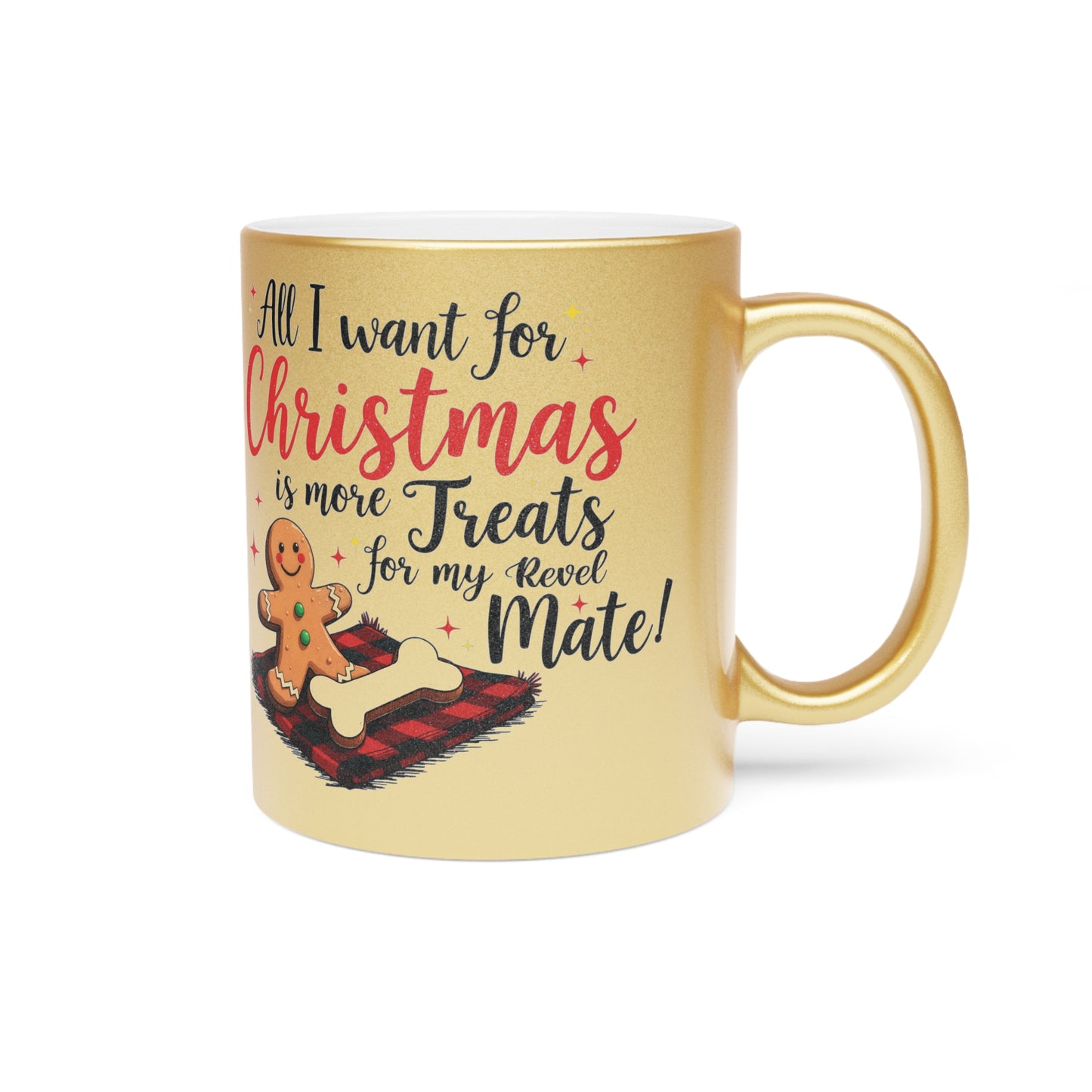 Silver & Gold Metallic Ceramic Mugs (11oz) | Ginger Cookie Mates Design | 2 colors