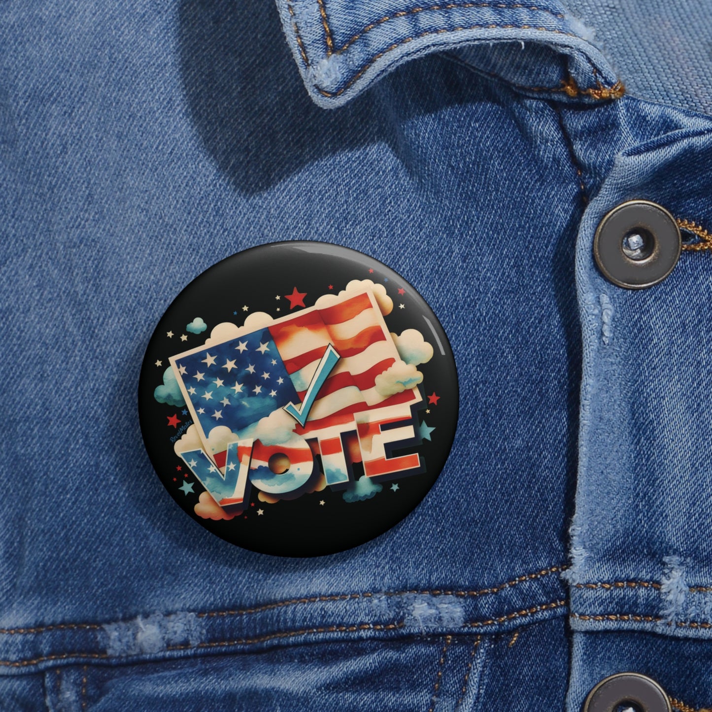 Pin Buttons | VOTE Watercolor Design | US Elections | 2 colors