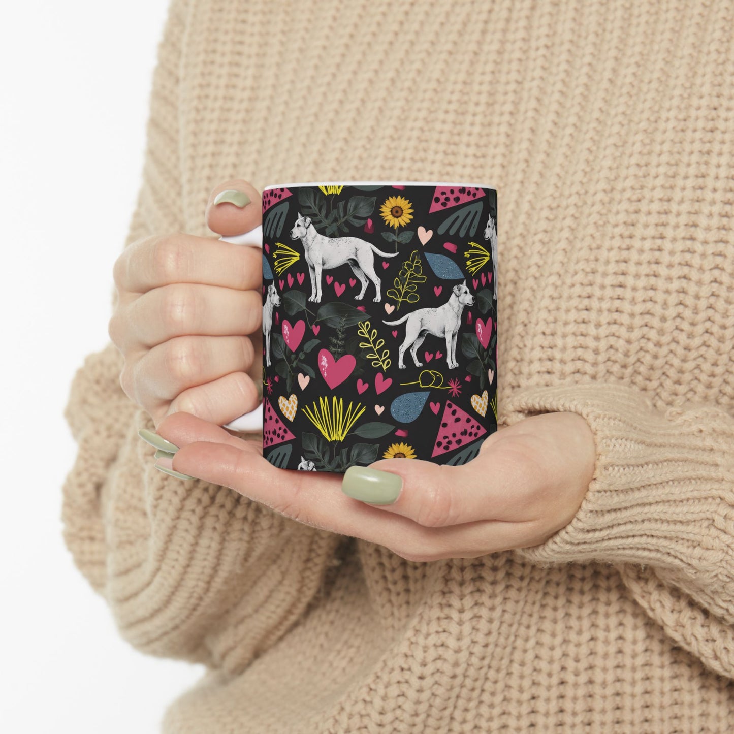 Ceramic Mug (11oz, 15oz) | Hearts & Tails Design | 2 sizes