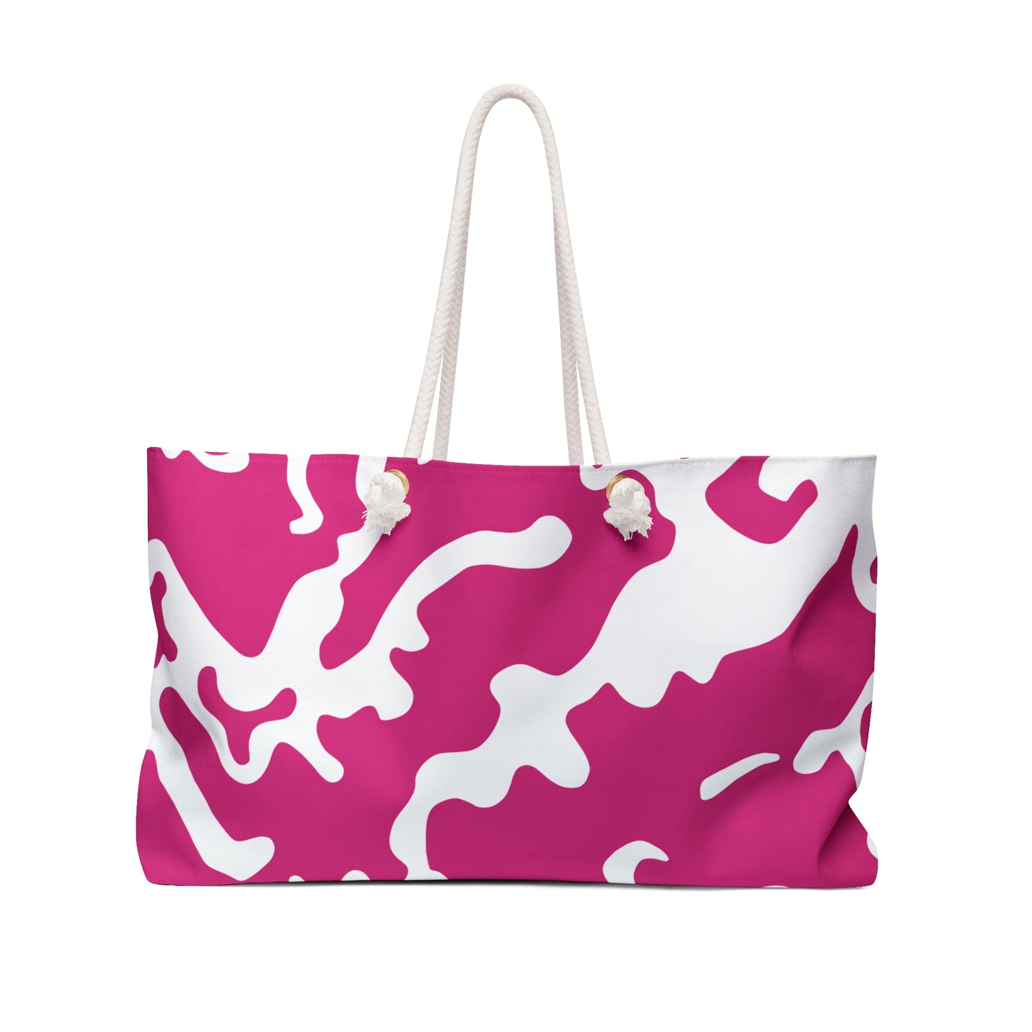 Weekender Beach Bag | All Over Print Bag | Camouflage Fuchsia & White Design