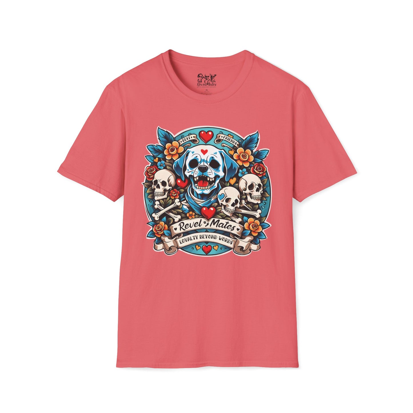 Unisex Softstyle T-Shirt | Solid Colors | Dog Skull Tattoo Design | 15 colors