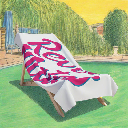 Beach Towel | All Over Print Towel | White & Fuchsia RevelMates Design