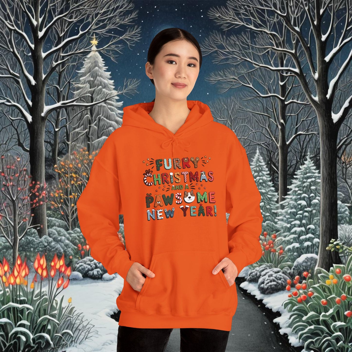 Unisex Heavy Blend Hoodie | Solid Colors V.1 | Furry Christmas Design | 12 colors