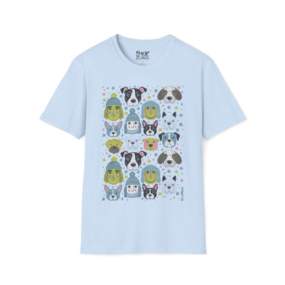 Unisex Softstyle T-Shirt | Winter Doggies Design | 15 colors