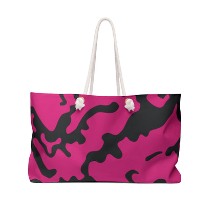 Weekender Beach Bag | All Over Print Bag | Camouflage Fuchsia & Black Design