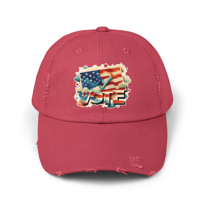 Unisex Distressed Cap | VOTE Watercolor Design | US Elections | 8 colors