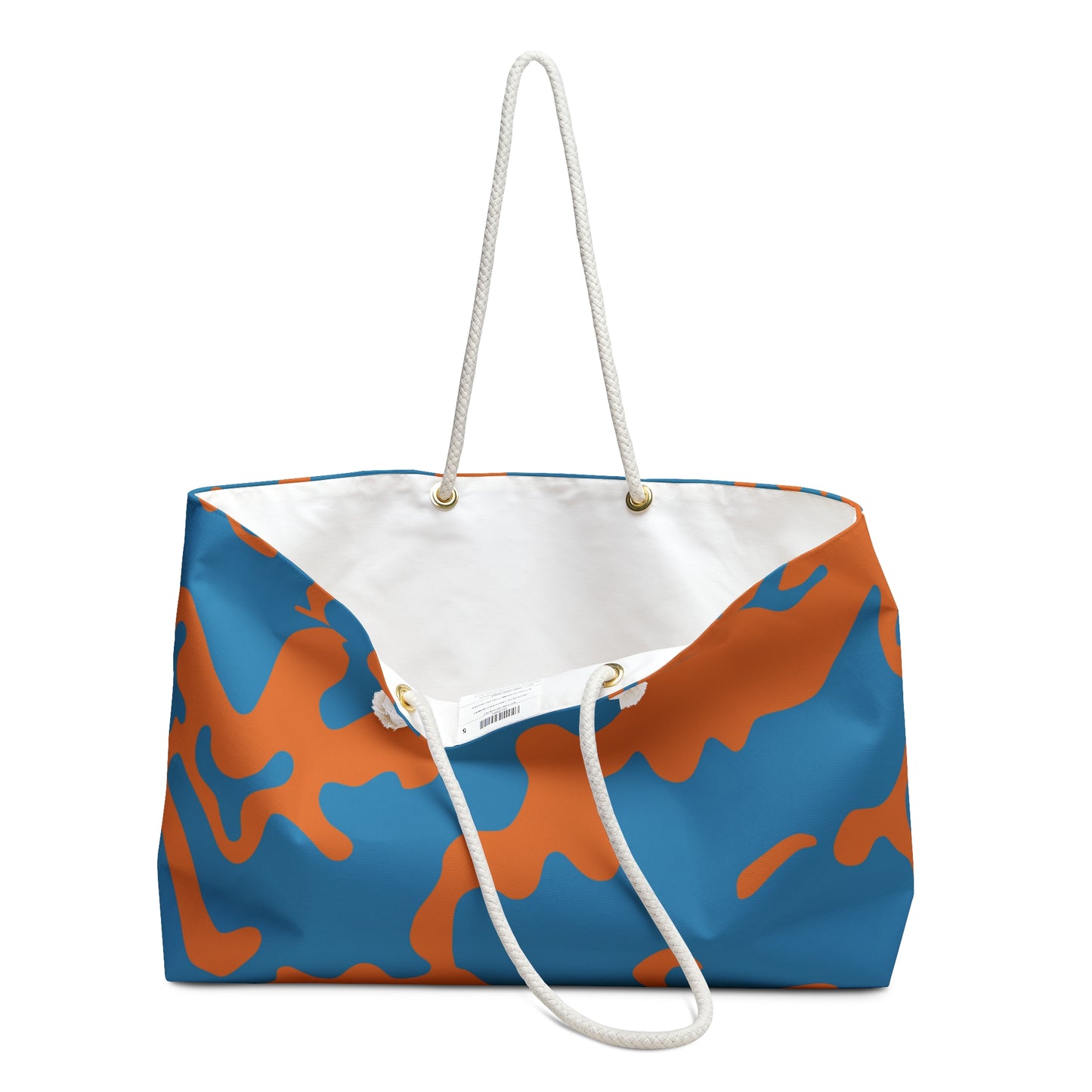 Weekender Beach Bag | All Over Print Bag | Camouflage Blue & Orange Design