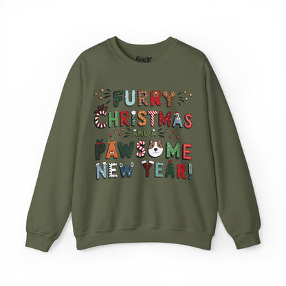 Unisex Heavy Blend™ Crewneck Sweatshirt | Solid Colors | Furry Christmas Design | 15 colors