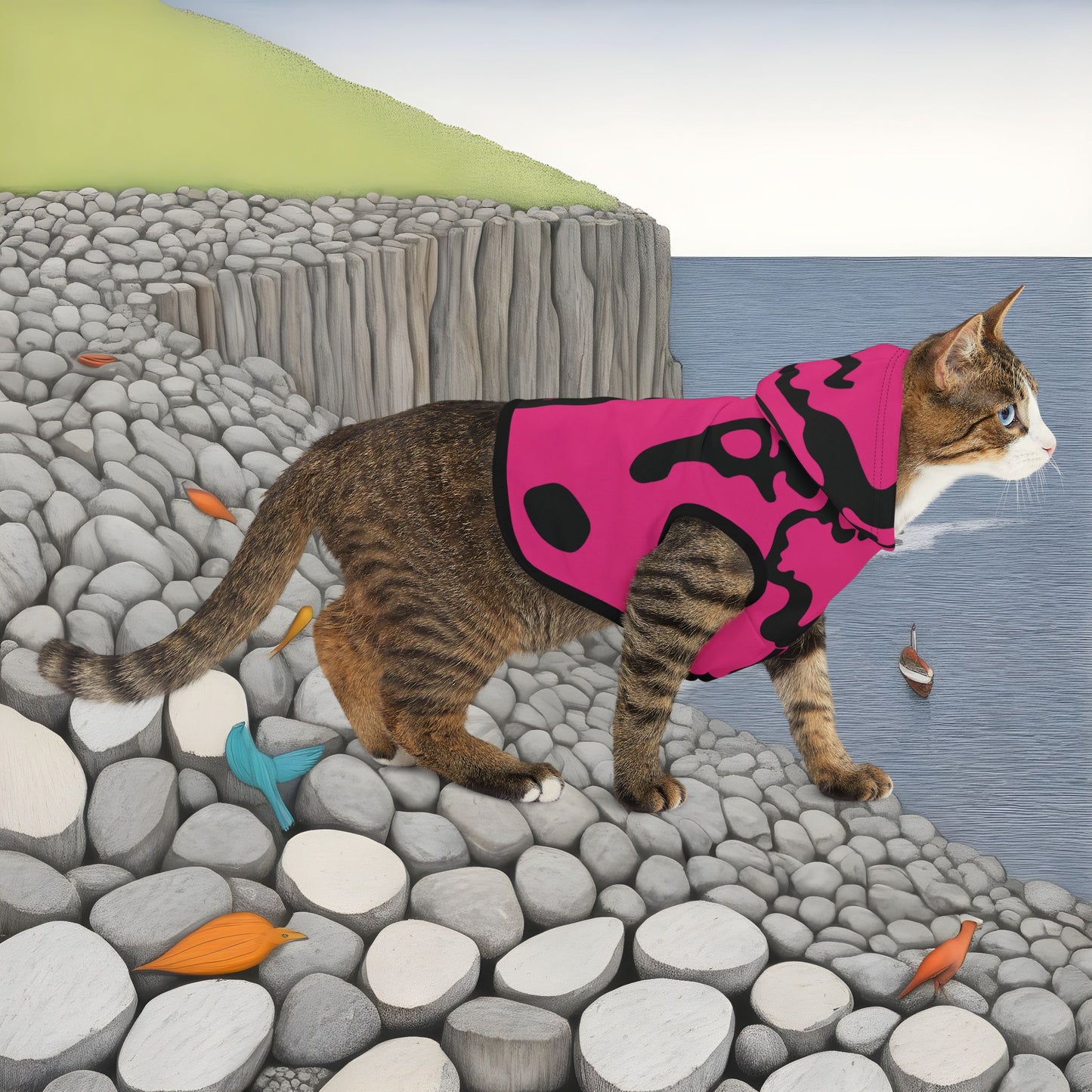 Pet Hoodie | for Dogs and Cats | Camouflage Fuchsia & Black Design