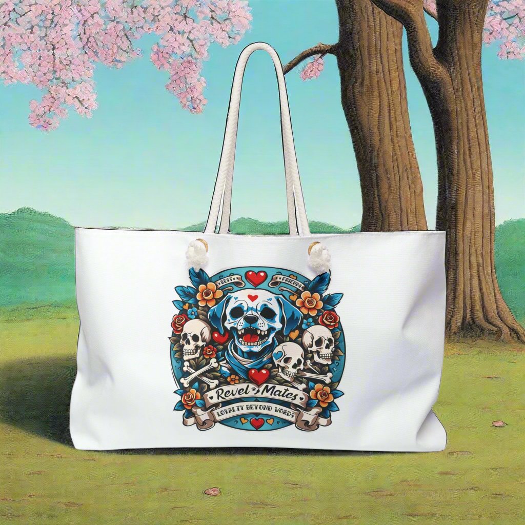 Weekender Beach Bag | All Over Print Bag | Dog Skull Tattoo Design | 4 colors