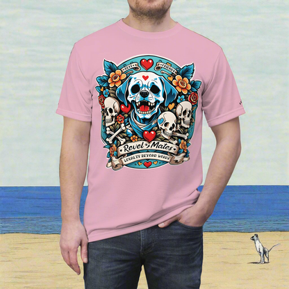 Unisex Cut & Sew T-Shirt | All Over Print Tee | Dog Skull Tattoo Design | 4 colors