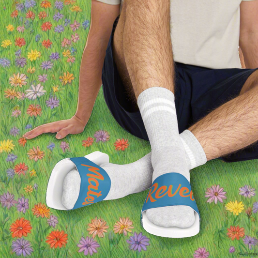 Men's Removable Strap Sandals | Blue & Orange RevelMates Design