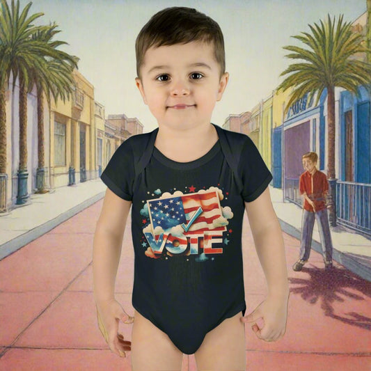 Unisex Infant Baby Rib Bodysuit | NB-24M | VOTE Watercolor Design | US Elections | 8 colors