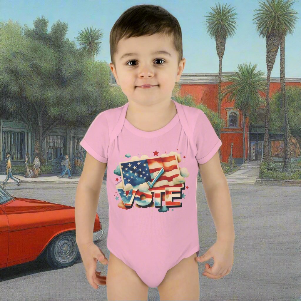 Unisex Infant Baby Rib Bodysuit | NB-24M | VOTE Watercolor Design | US Elections | 8 colors