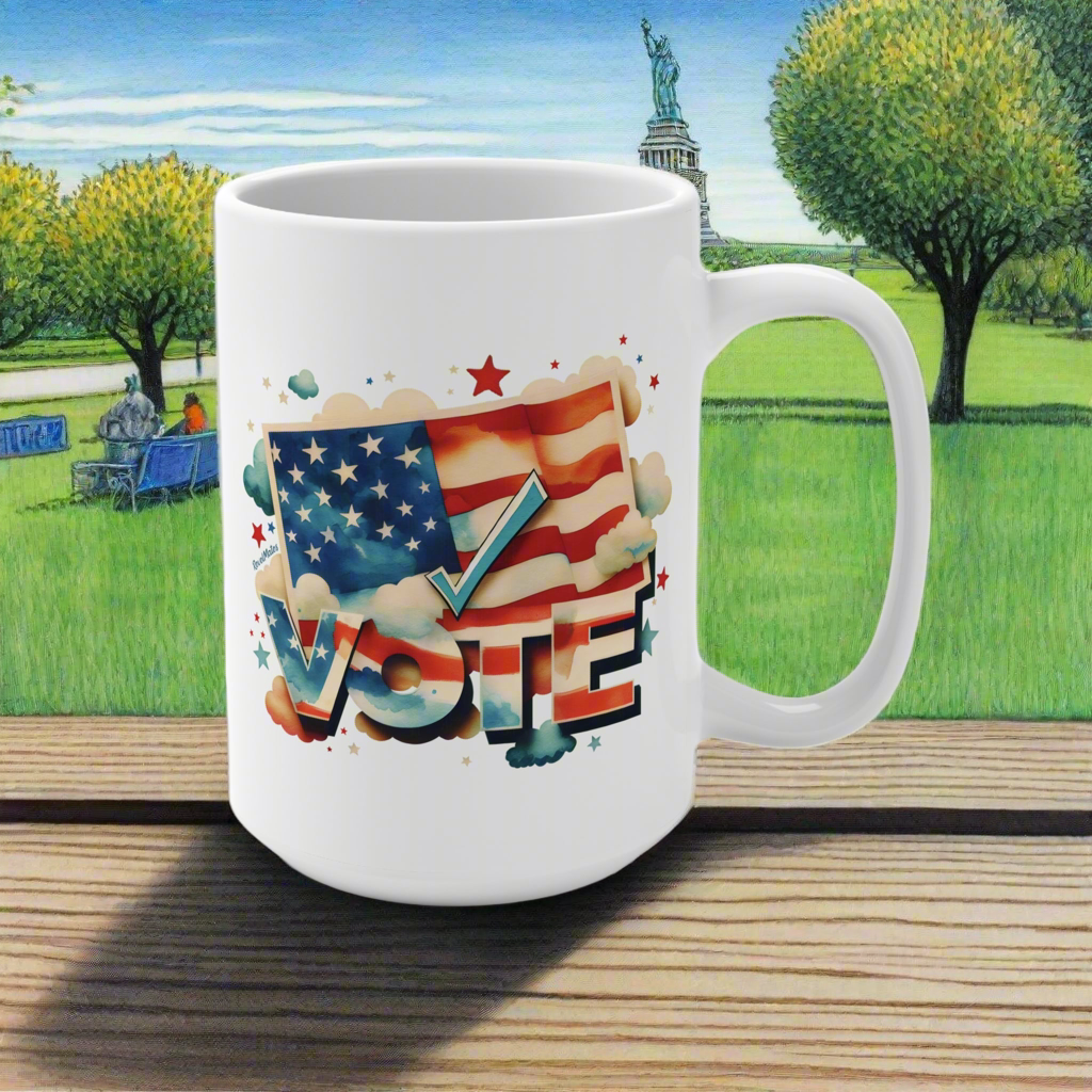 Ceramic Mug 15oz (440 ml) | VOTE Watercolor Design | US Elections | 2 colors