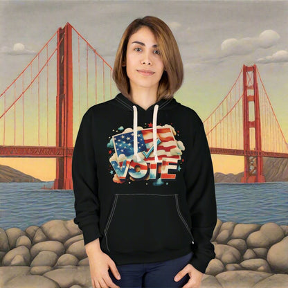 Unisex Cut & Sew Pullover Hoodie | All Over Print Hoodie | VOTE Watercolor Design | US Elections | 2 colors