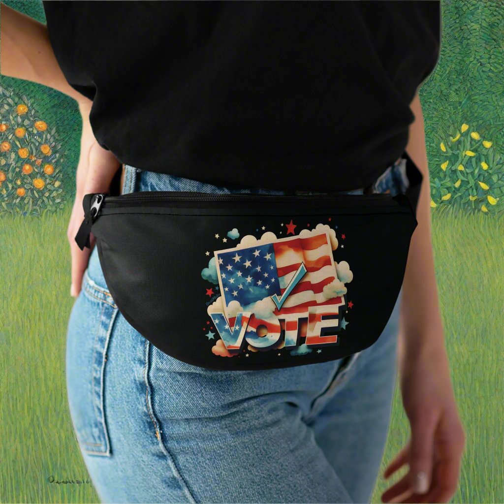 Unisex Fanny Pack | Waist Pack | Hip Pack | Hip Bag | Hips Bag | Waist Bag | VOTE Watercolor Design | US Elections | 2 colors