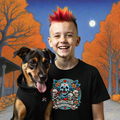 Unisex Kids Heavy Cotton™ T-Shirt | Dog Skull Tattoo Design | 20 colors