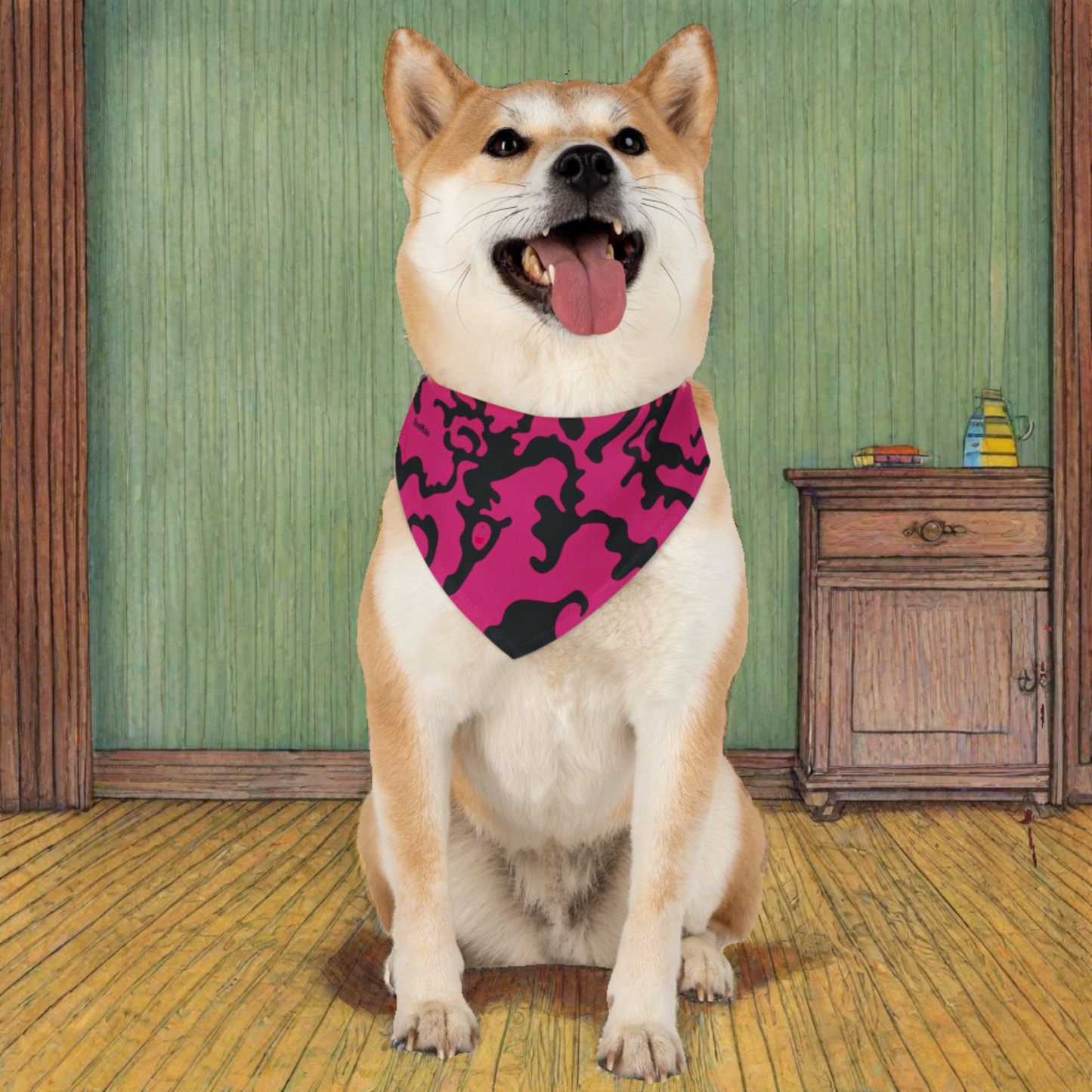 Pet Bandana Collar | Camouflage Fuchsia & Black Design