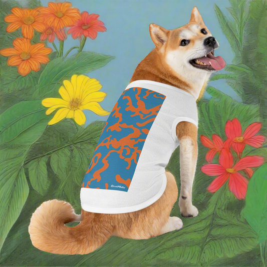 Pet T-Shirt | Camouflage Blue & Orange Design