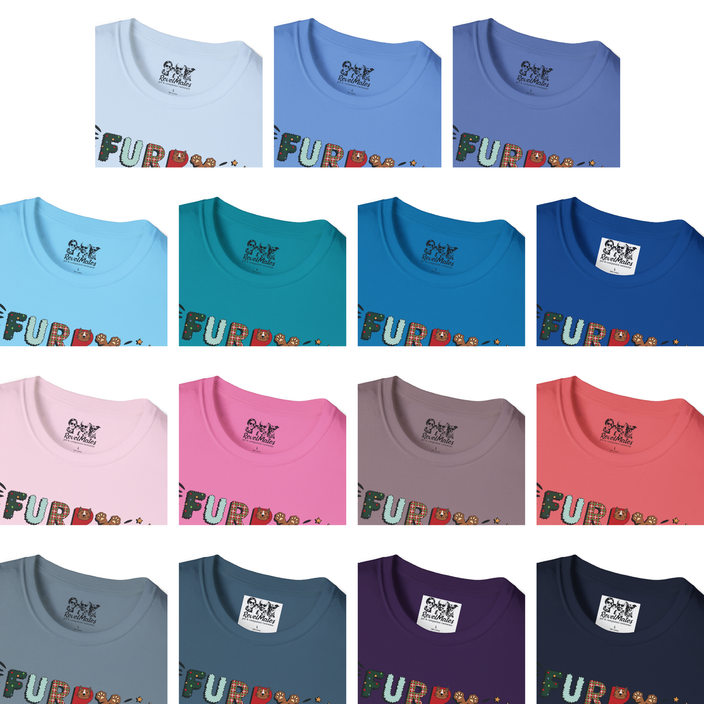 Unisex Softstyle T-Shirt | Solid Colors V.2 | Furry Christmas Design | 15 colors