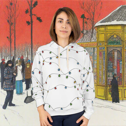 Unisex Cut & Sew Pullover Hoodie | Christmas Lights Design