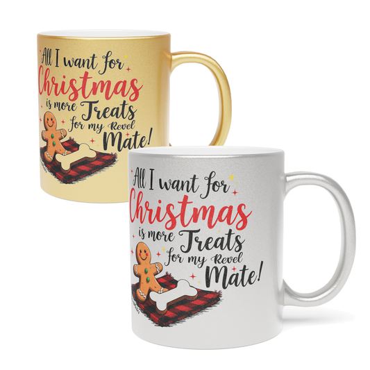 Silver & Gold Metallic Ceramic Mugs (11oz) | Ginger Cookie Mates Design | 2 colors