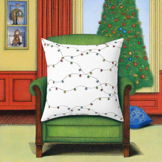 Spun Polyester Square Pillow | Christmas Lights Design | 4 sizes