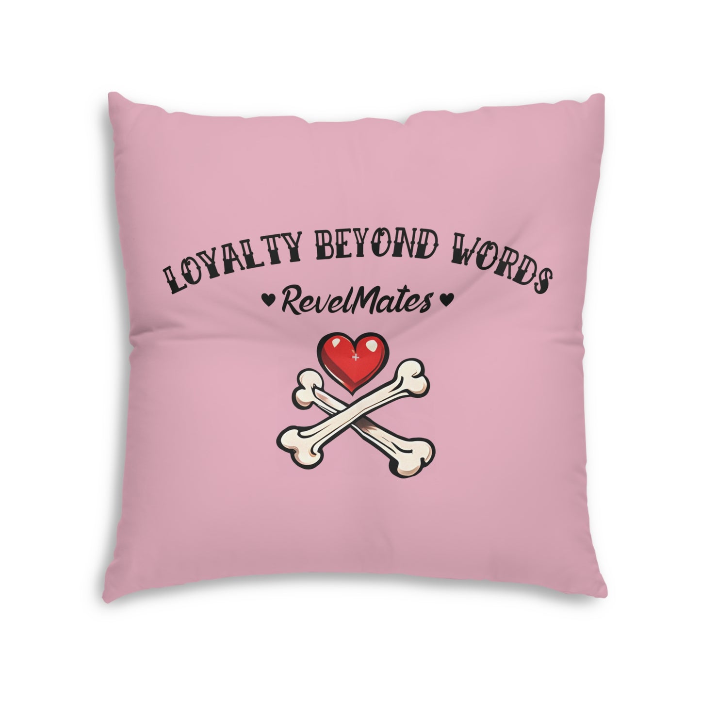 Square Tufted Floor Pillow | for Pets and Companions | Dog Skull Tattoo Design | 4 colors