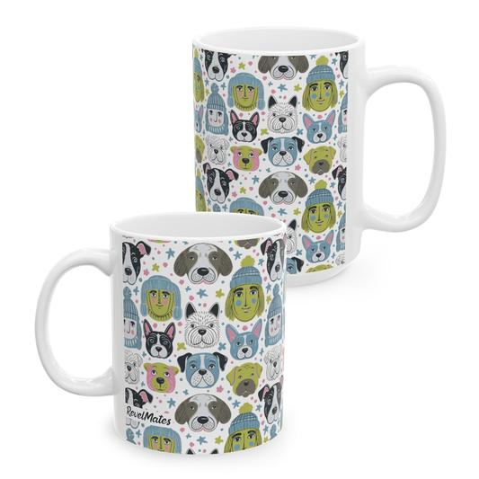 Ceramic Mug (11oz, 15oz) | Winter Doggies Design | 2 sizes