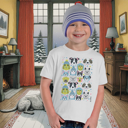 Toddler Unisex Lightweight Fine Jersey T-Shirt | 2T-6T | Winter Doggies Design | 19 colors