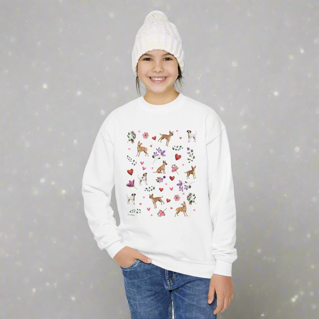 Youth Unisex Crewneck Sweatshirt | Puppy Love Design