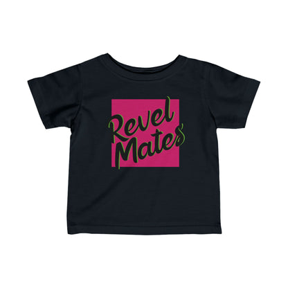 Infant Unisex Fine Jersey T-Shirt | 6M-24M | Fuchsia & Black RevelMates Square Design | 4 colors