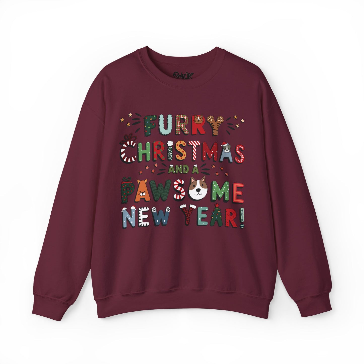 Unisex Heavy Blend Crewneck Sweatshirt | Solid Colors V.1 | Furry Christmas Design | 13 colors