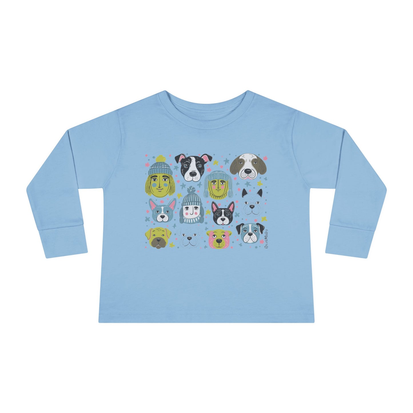 Toddler Unisex Long Sleeve T-Shirt | Winter Doggies Design | 4 colors