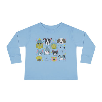 Toddler Unisex Long Sleeve T-Shirt | Winter Doggies Design | 4 colors