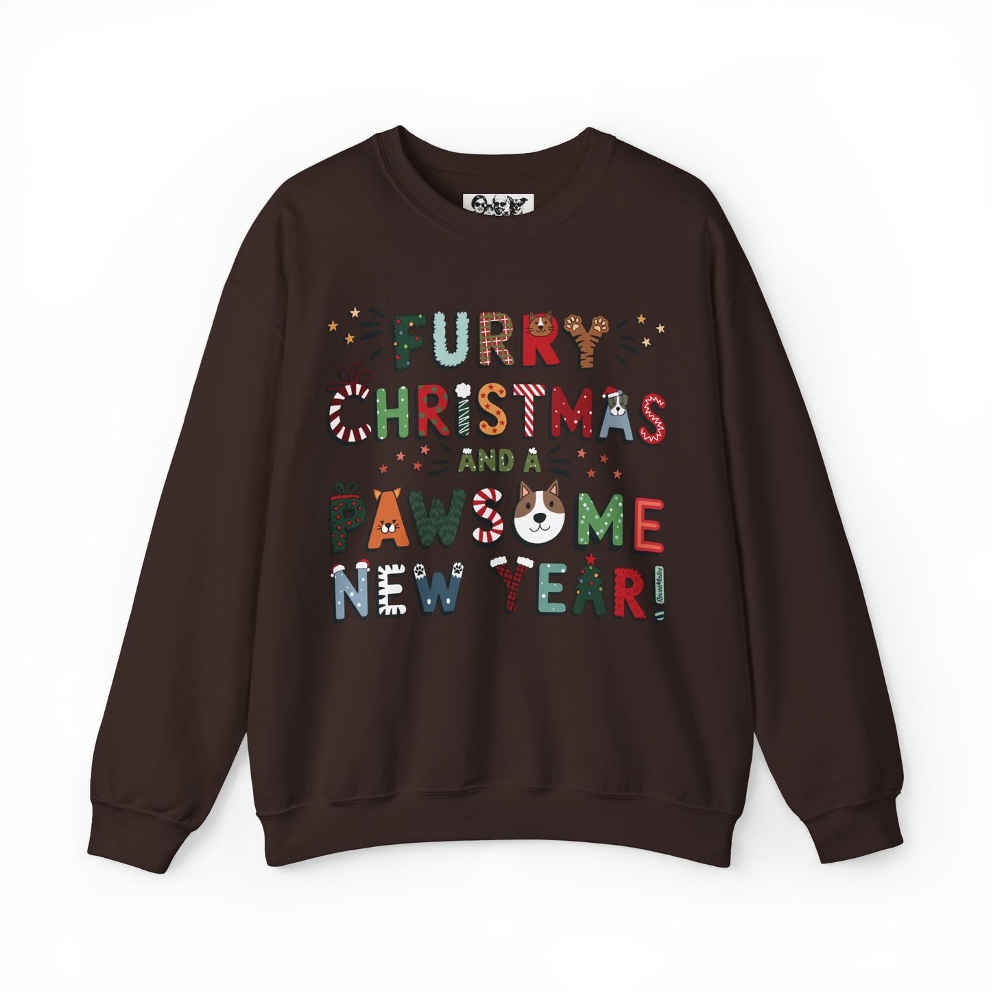 Unisex Heavy Blend Crewneck Sweatshirt | Solid Colors V.1 | Furry Christmas Design | 13 colors