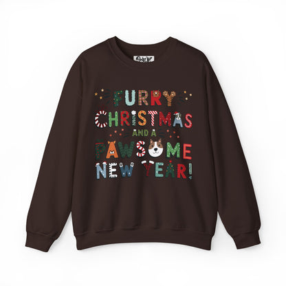 Unisex Heavy Blend Crewneck Sweatshirt | Solid Colors V.1 | Furry Christmas Design | 13 colors