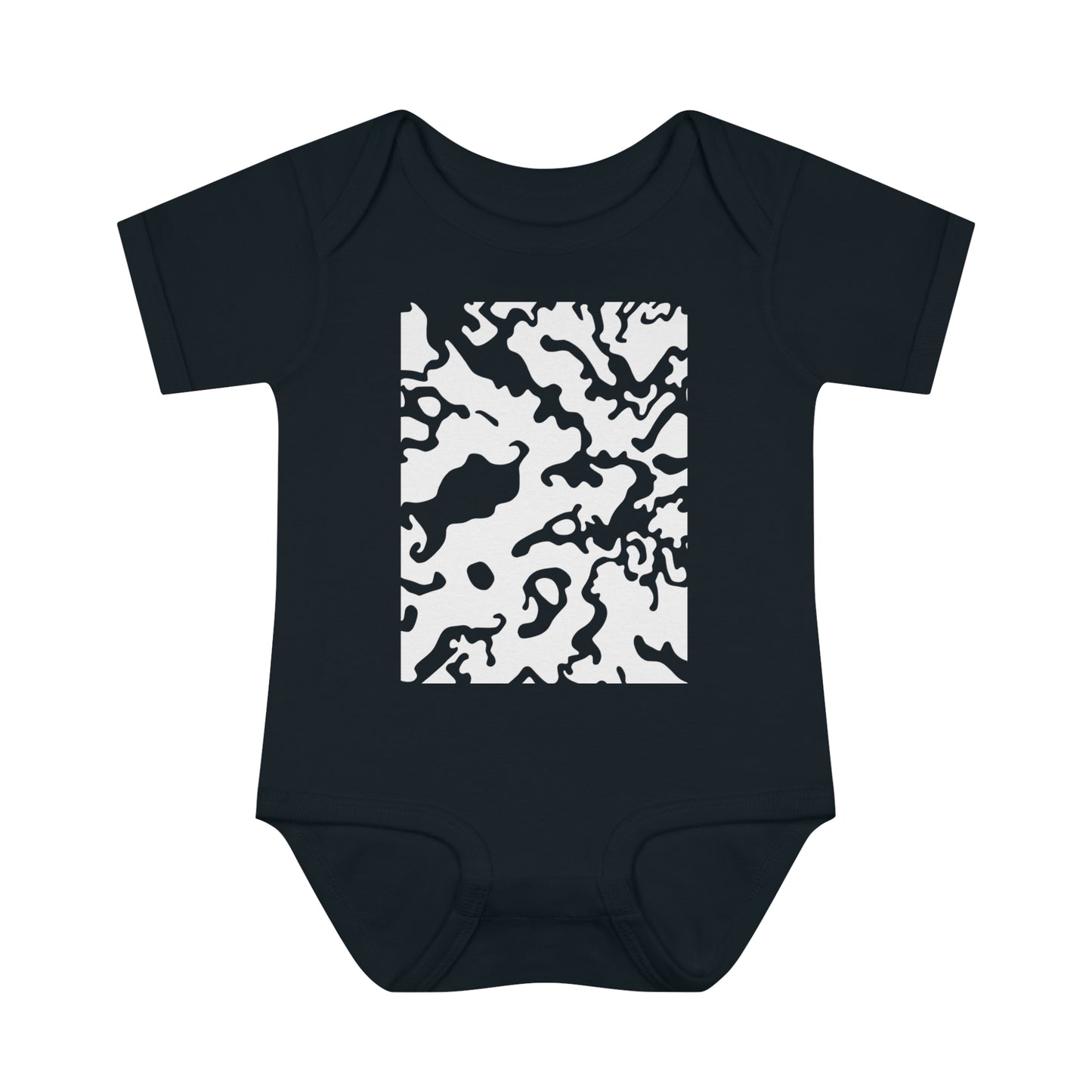 Unisex Infant Baby Rib Bodysuit | NB-24M | Camouflage Black & White Design | 2 colors