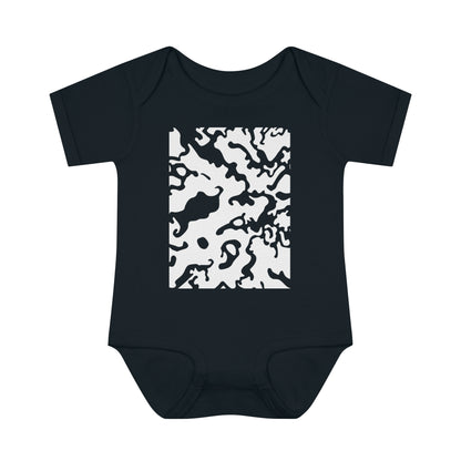 Infant Unisex Baby Rib Bodysuit | NB-24M | Camouflage Black & White Design | 2 colors